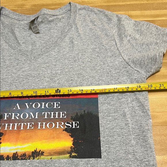 #*095=Gray V-Neck by author Julie Lee Graphic Tee. - Picture 4 of 7